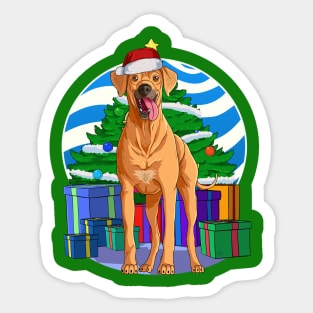 Rhodesian Ridgeback Dog Cute Santa Christmas Gift Sticker